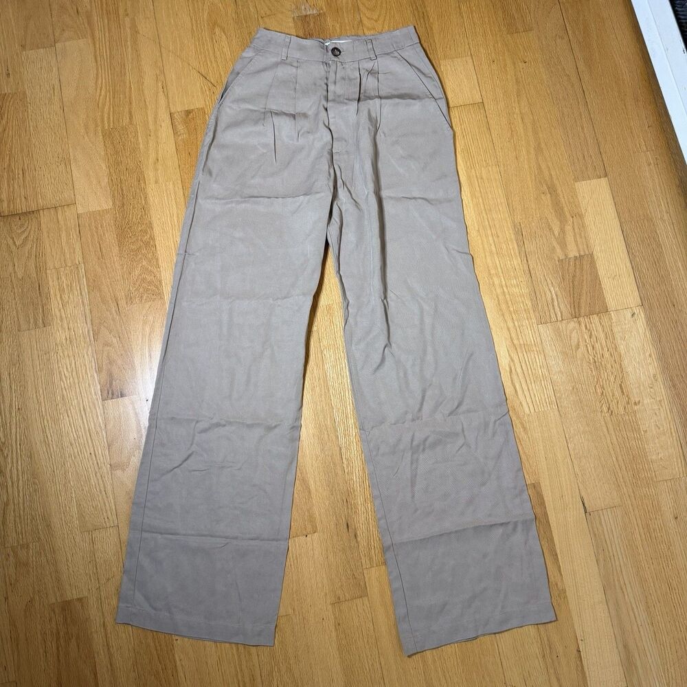 Reformation Mason Pant High Waist Pleated Straight Leg Pockets Lyocell 2 Scandi